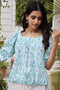 Cambric Cotton Short Top in Block Print