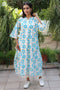 Slub Cotton Long Top in Floral Block Print