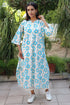 Slub Cotton Long Top in Floral Block Print