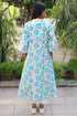 Slub Cotton Long Top in Floral Block Print