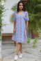 Cambric Cotton Wrap Dress in Block Print