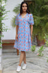 Cambric Cotton Wrap Dress in Block Print