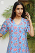 Cambric Cotton Wrap Dress in Block Print