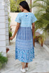 Cambric Cotton Long Taylor Dress in Mixed Prints