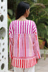 MulMul Cotton White & Red Pleat Top in Geometric Block Print