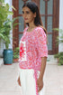 MulMul Cotton White & Red LINY Top in Block Print
