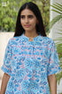 Slub Cotton Nehru Flare Top in Block Print