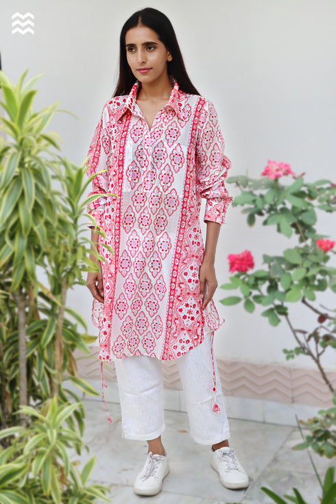 Cotton Slub Off-White Short Wrap Top