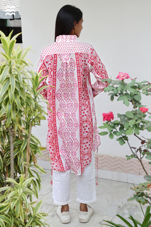 Cotton Slub Off-White Short Wrap Top