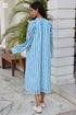 Mul Mul Cotton Long Pierot Dress in Block Print