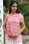 MulMul Cotton White & Candy Pink Maxwell Top in Block Print