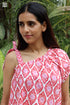 MulMul Cotton White & Candy Pink Maxwell Top in Block Print