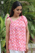 MulMul Cotton White & Candy Pink Maxwell Top in Block Print