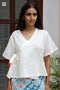 Cotton Slub Off-White Short Wrap Top