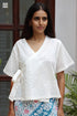 Cotton Slub Off-White Short Wrap Top