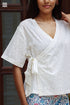 Cotton Slub Off-White Short Wrap Top