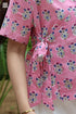 Cambric Cotton Pink Short Wrap Top in Floral Block Print