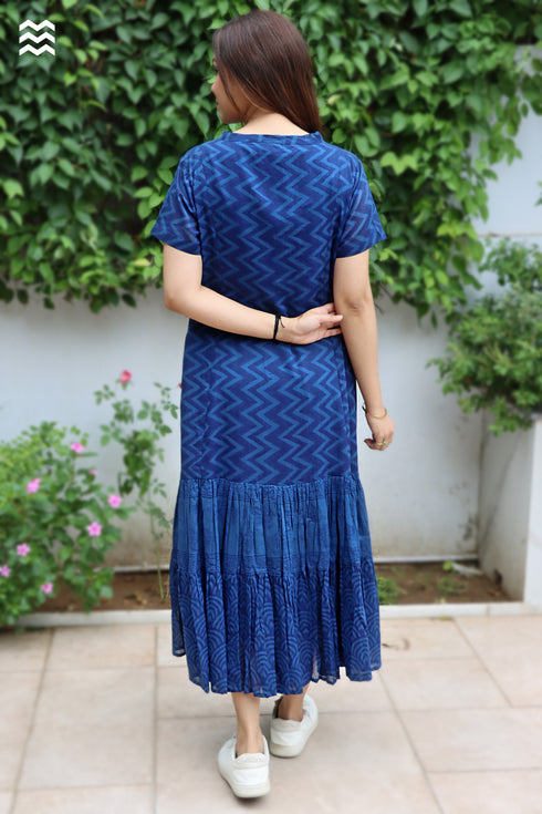 MulMul Cotton Zig Zag MIRANDA Dress in Block Print