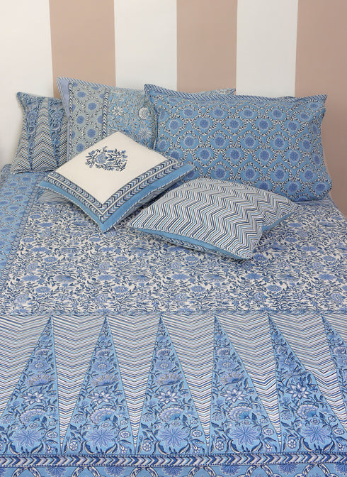40s Cotton Pillow Cover in Floral Print