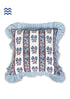 20s Cotton Cushion Cover With Frills In FloralBlock Print
