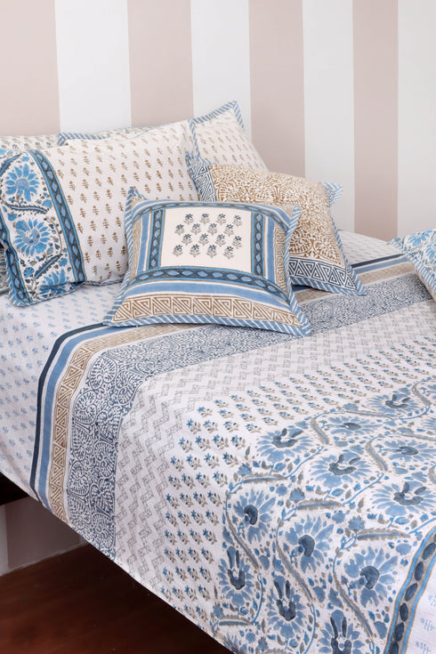 Mulmul Cotton Dohar in Floral Block Print
