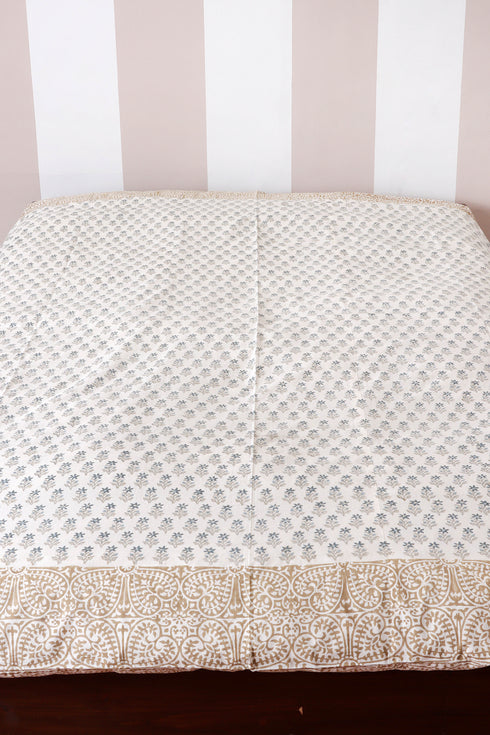 60s Cotton Duvet Cover In Block Print (Only Duvet Cover)