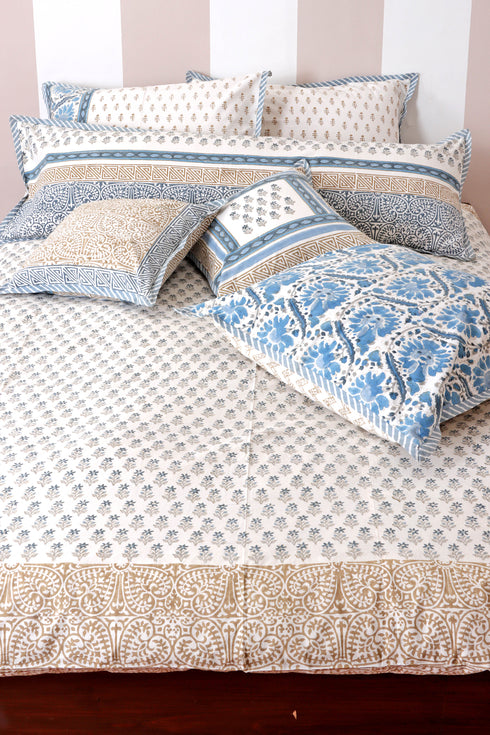 60s Cotton Duvet Cover In Block Print (Only Duvet Cover)