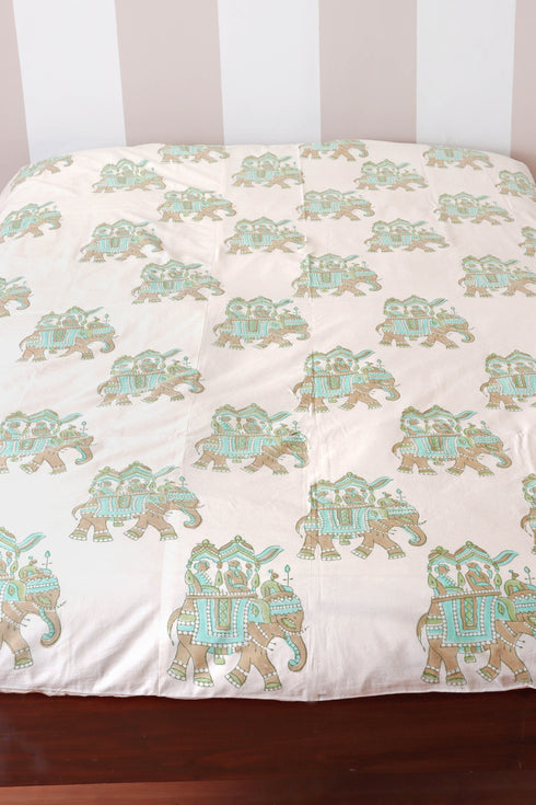 60s Cotton Duvet Cover In Block Print (Only Duvet Cover)