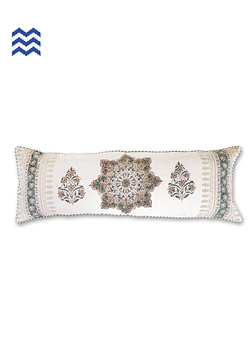 20s Cotton Lumbar Cushion Cover in Floral Block Print