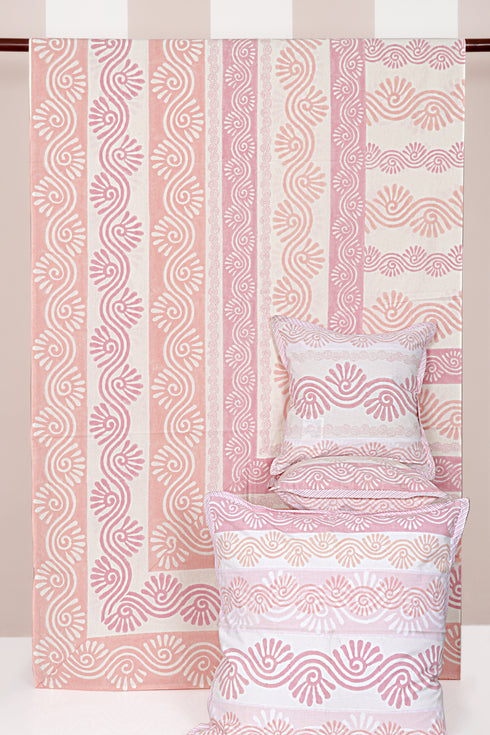 20s Cotton Bed Cover In Graphic Block Print