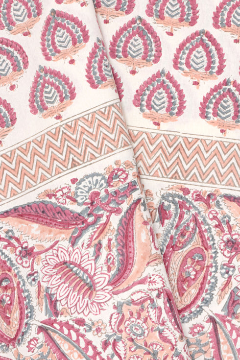 20s Cotton Bed Cover in Floral Block Print