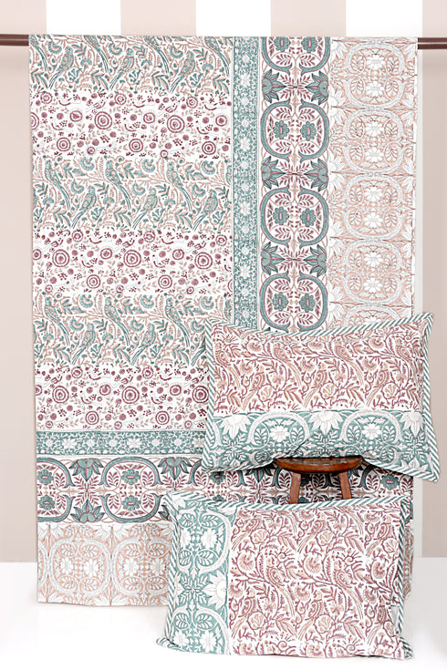 20s Cotton KING SIZE Bed Cover In Block Print