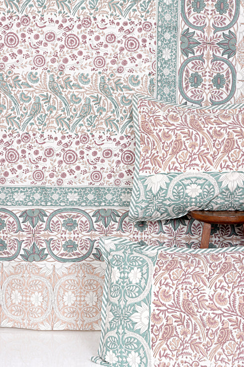 20s Cotton Bed Cover in Block Print