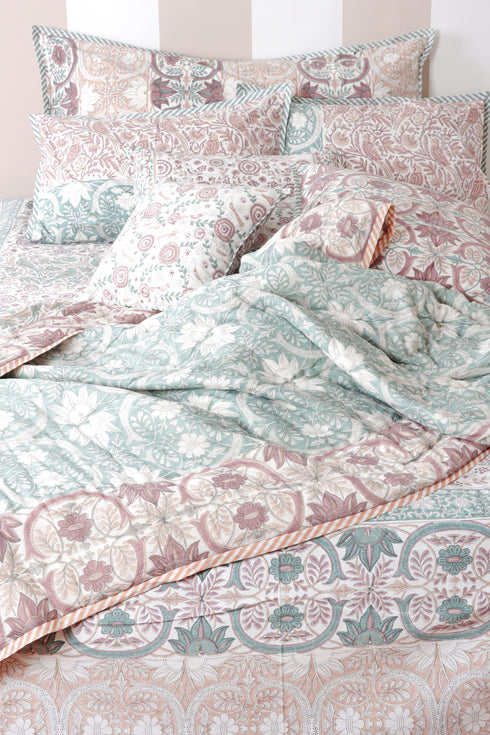 20s Cotton Bed Cover in Block Print