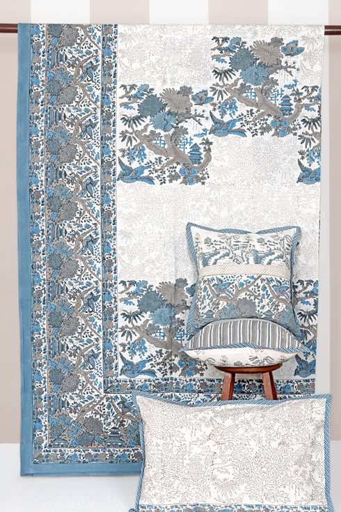 20s Cotton KING SIZE Bed Cover In Block Print