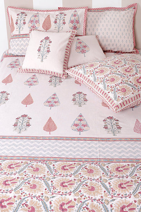 20s Cotton Bed Cover in Block Print