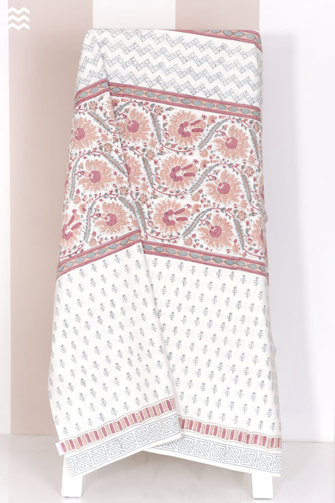 20s Cotton KING SIZE Bed Cover In Block Print