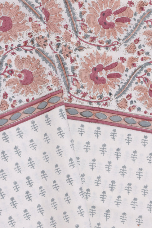 20s Cotton KING SIZE Bed Cover In Block Print