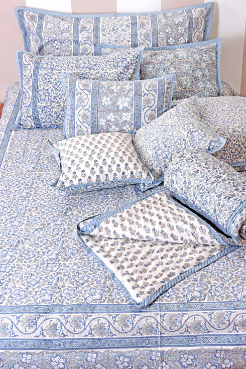 20s Cotton KING SIZE Bed Cover in Block Print