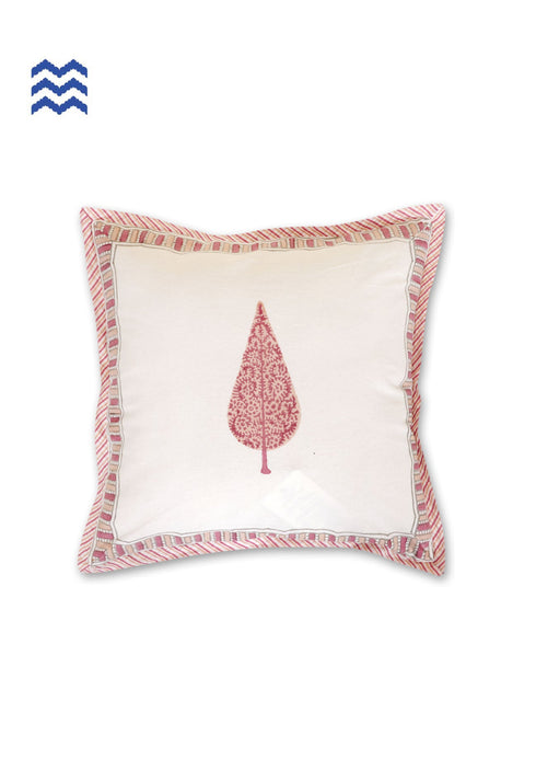 20s Cotton Cushion Cover in Block Print with Piping