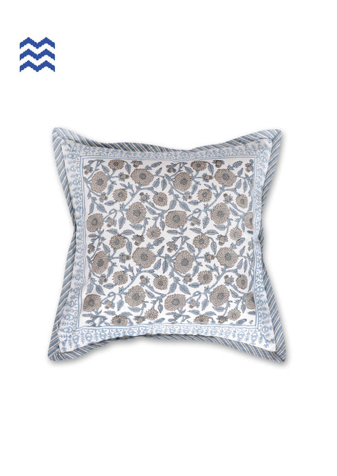 20s Cotton Cushion Cover in Floral Block Print
