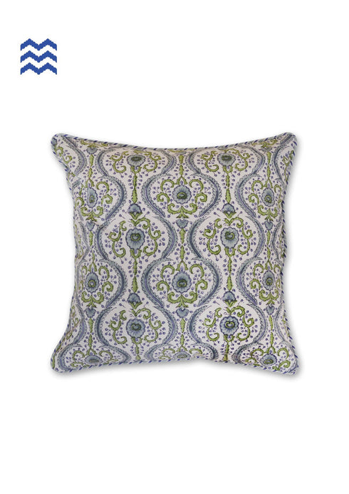 20s Cotton Cushion Cover in Floral Block Print