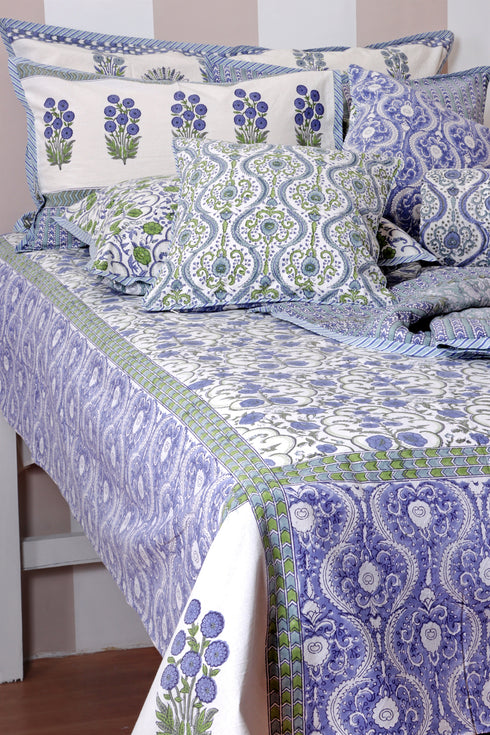 20s Cotton Cushion Cover in Floral Block Print