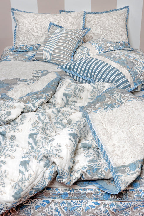 20s Cotton Large Cushion Cover In Block Print