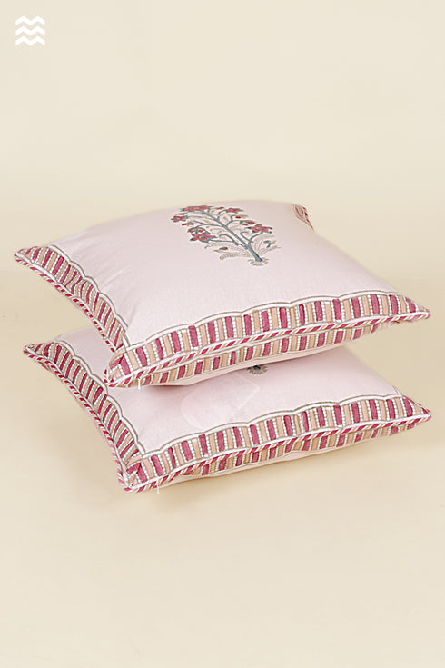 20s Cotton Cushion Cover in Floral Block Print