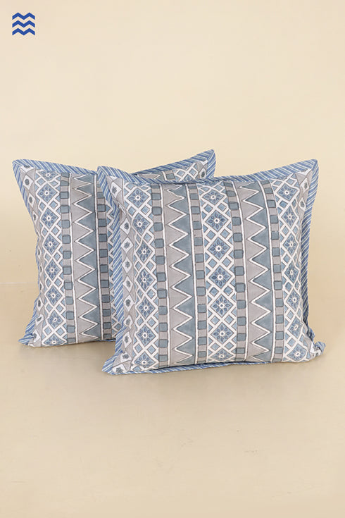 20s Cotton Cushion Cover in Floral Block Print