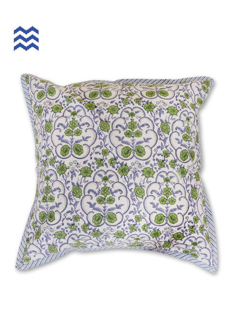 20s Cotton Cushion Cover in Floral Block Print