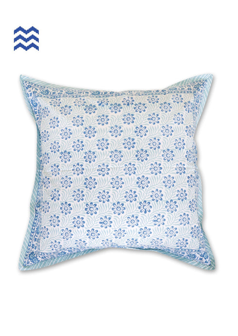 20s Cotton Cushion Cover In Floral BlockPrint