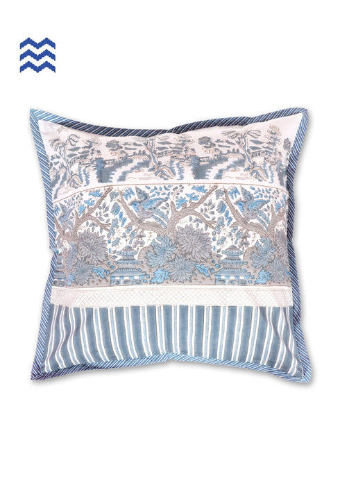 20s Cotton Large Cushion Cover In Block Print