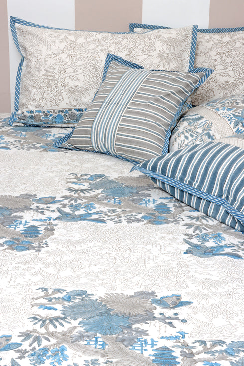 20s Cotton Large Cushion Cover In Block Print